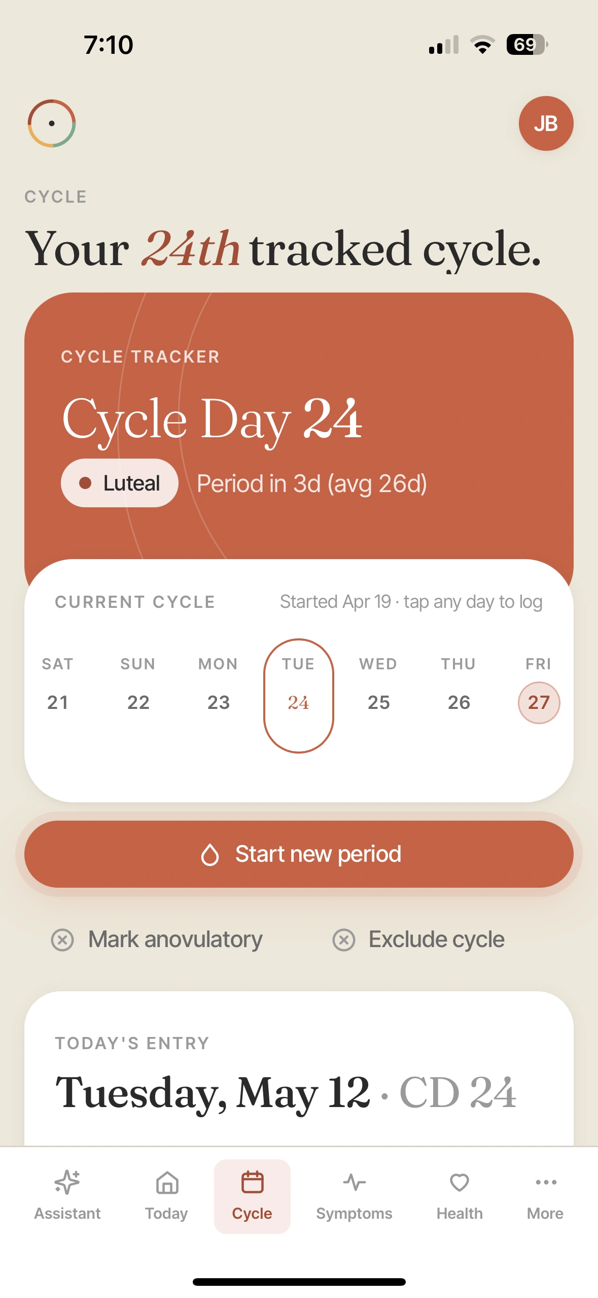Cycle tracker